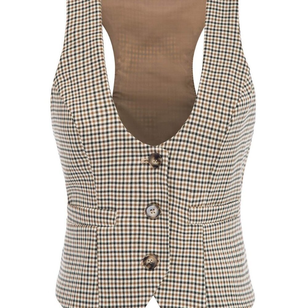 Sleeveless Button Waistcoat Vest Elegant Chic Steampunk Work Office Blazer
